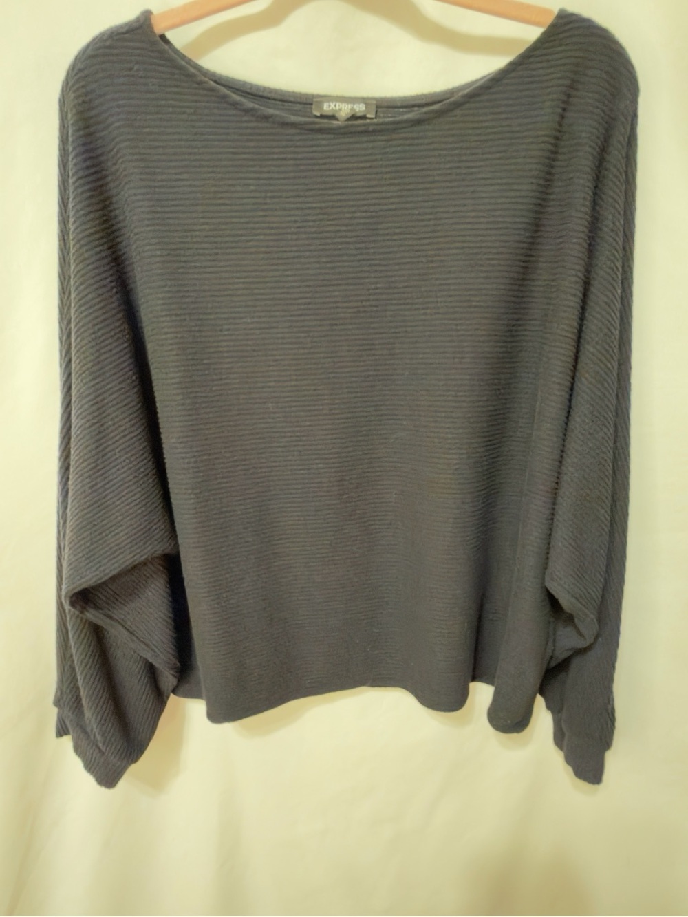 Express Ribbed Sweater Cropped Boat Neck Size L/XL